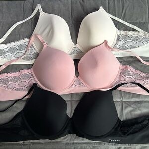 NWoT Tahari Women's Elegant Lace Bra Trio - Black, Pink, Cream 38C